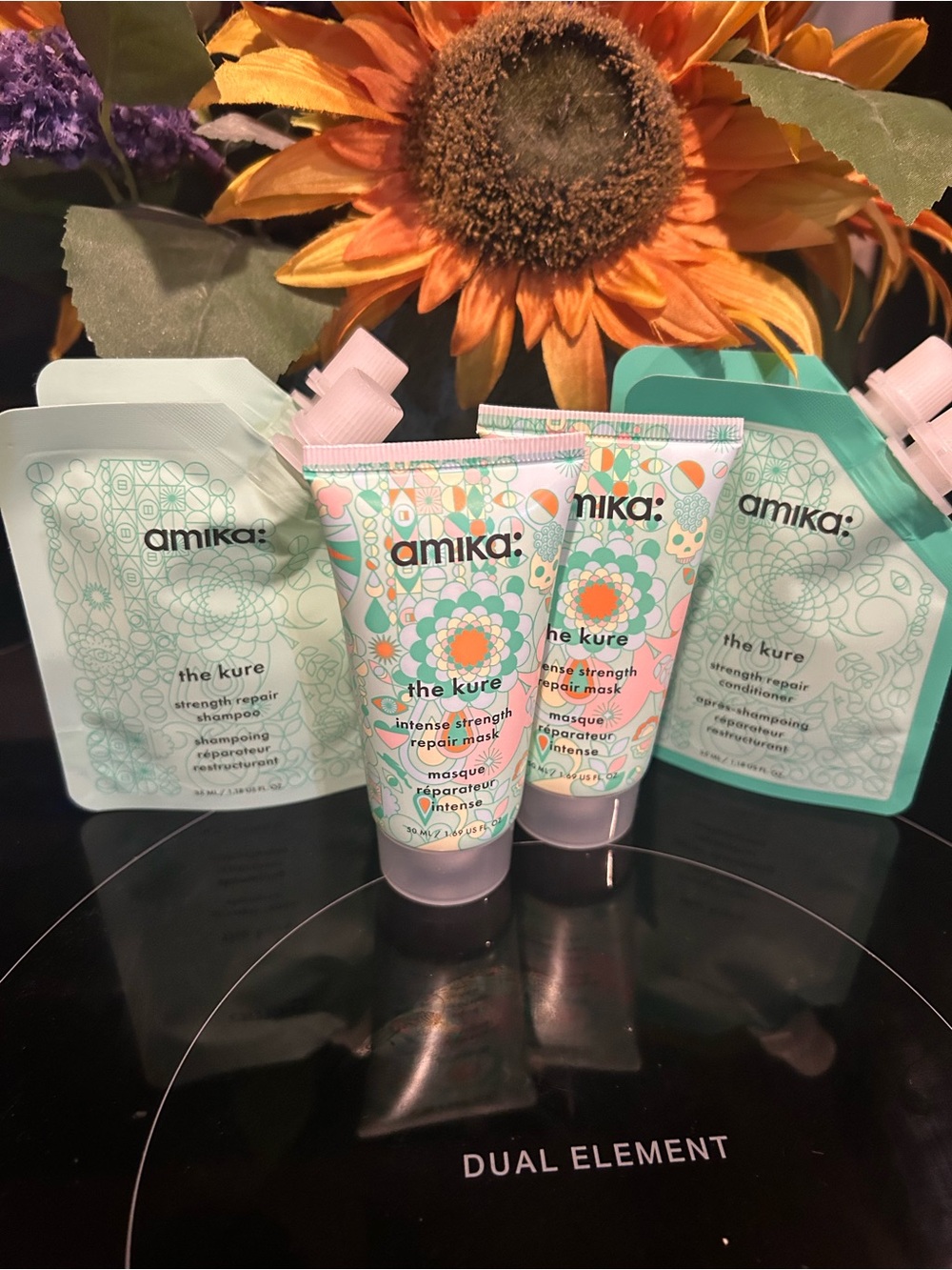 amika The Kure Intense Repair Hair Mask & Shampoo - Mint & Peach
